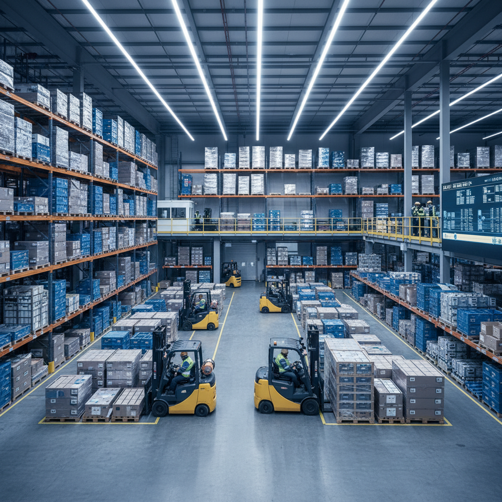 Almacén con montacargas